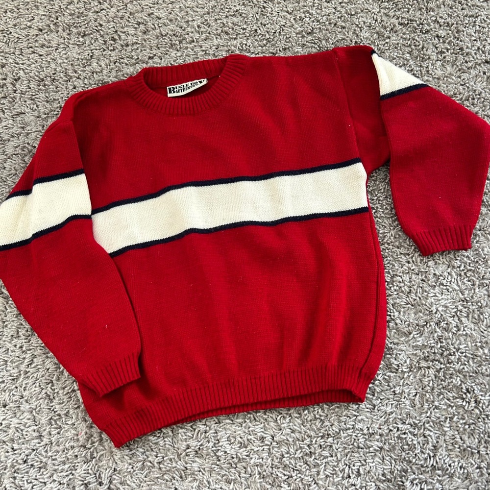 Vintage Bugle boy‎ Red White  Stripe Crew Neck Sweater Top Size M